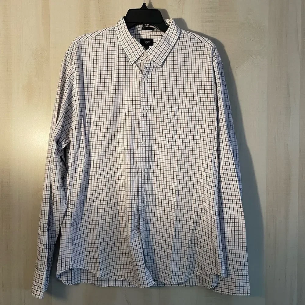 J. Crew long sleeve slim pink blue and white shirt, size XL‎